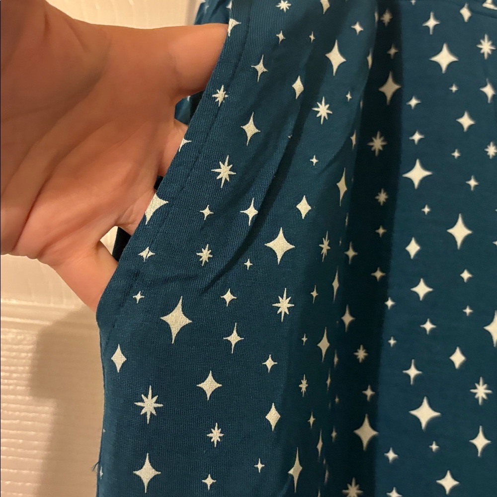 Eberjey GISELE Pajama Set Womens Long Sleeve Pant Printed Sapphire/Ivory - Picture 7 of 7